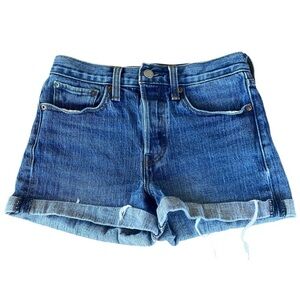 Levi’s White Oak Cone Denim Cutoff Shorts High Waist Stretch 2.5” GUC Size 27